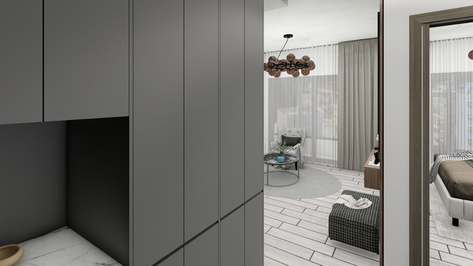 Mostanza 1+1 daire antresi ve gömme dolaplar (görselleştirme)